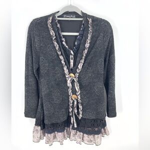 Pretty Angel Cardigan Sweater Womens Medium Whimsigoth Witchy Dark Fairy Grunge